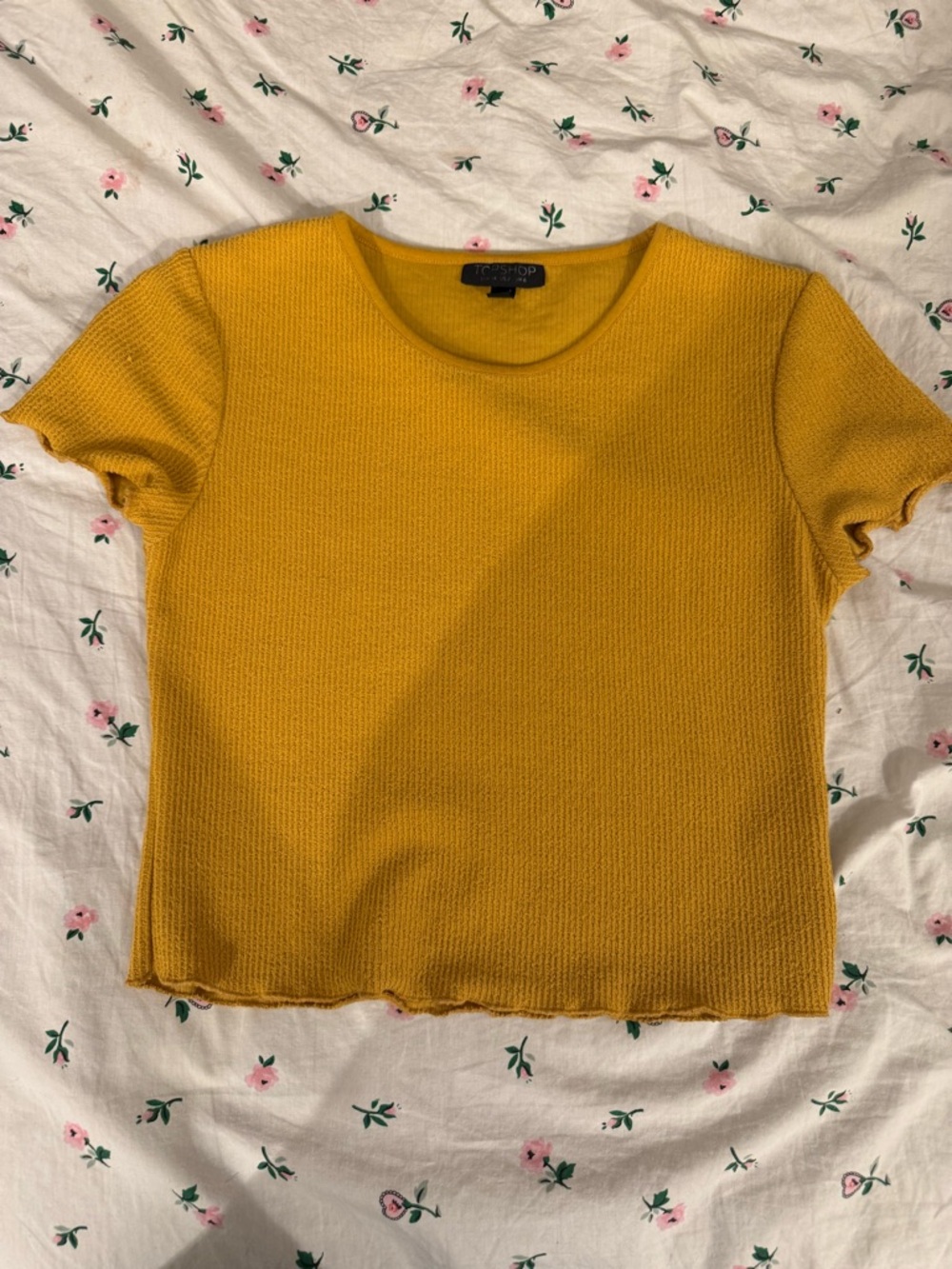 Topshop Mustard Short-Sleeve Knit Tee
